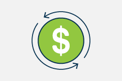 Illustration of a dollar sign on a green circle
