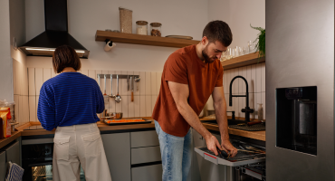 Family using the dishwasher